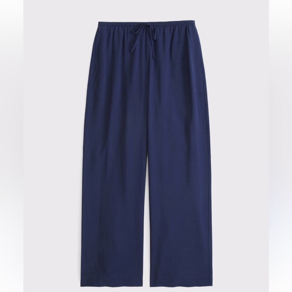 Abercrombie & Fitch Deep Blue Textured Pull on Pant Pants Drawstring